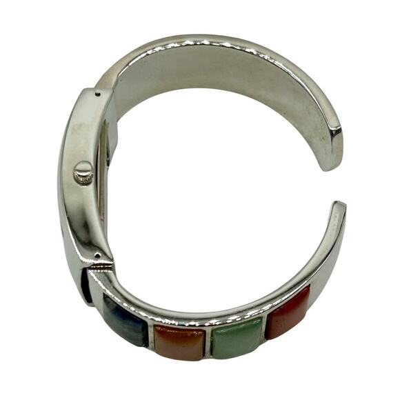 Vintage Peck And Peck Cuff Bracelet Watch With Faux Stones New Battery Works - Picture 3 of 8